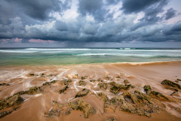 Dramatic storm sky above Indian ocean from beaches of Mozambique