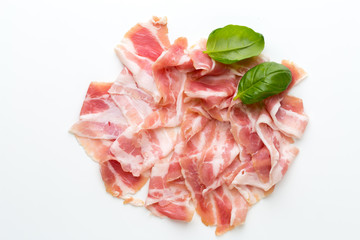 Fresh bacon on the isolated background.