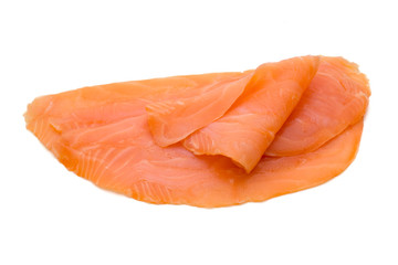 Fresh salmon slice and spice on the white background.