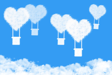 balloon heart shape clouds , love concept on blue sky