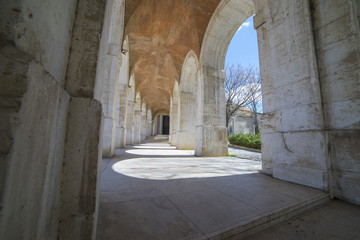 Stone, Passage Old arcs, architecture. A sight of the palace of Aranjuez (a museum nowadays),...