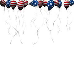 The US independence day.  Background with balloons in the form of the US flag.