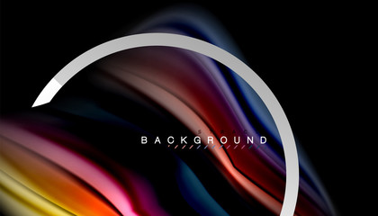 Naklejka premium Liquid fluid colors holographic design with metallic style line shape