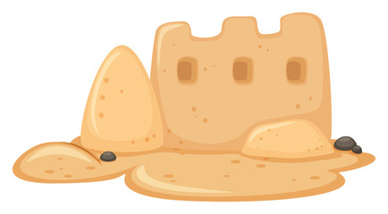 A Sand Castle on White Background