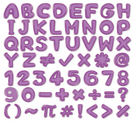 Purple English Alphabet and Number