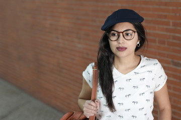 Elegant ethnic woman with copy space