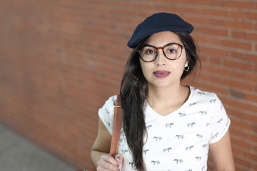 Sensual woman wearing trendy outfit 