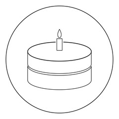 Cake with candle  icon black color in circle or round