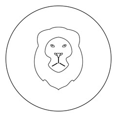 Lion head  icon black color in circle or round