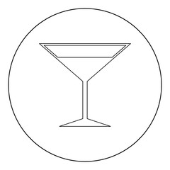 Martini glass  icon black color in circle or round