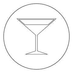 Martini glass  icon black color in circle or round