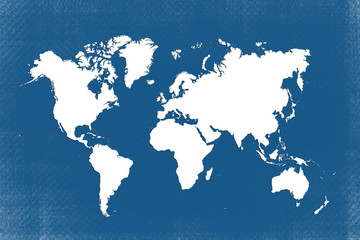 white map of the world ,blue background