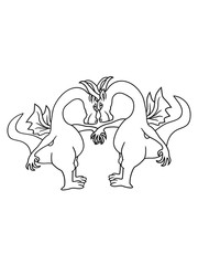 paar freunde 2 pärchen liebe verliebt team stehend groß comic cartoon lustig clipart fliegen flügel wyvern lindwurm mystisch fantasy Drache böse