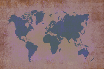 old blue map of the world ,vintage background