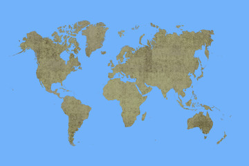 old brown map of the world ,blue background