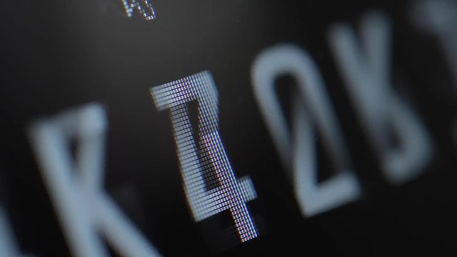 Running Random Numbers and Digits of the Algorithm. Computer Screen Closeup