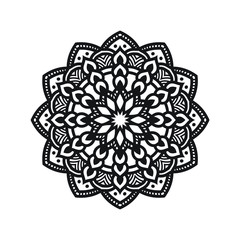 Black and White Ornamental Mandala Vector Illustration