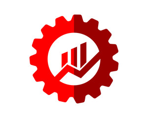 red chart gear business company web corporation image vector icon symbol