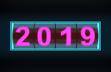      New Year 2019 with Lighting- 3D Rendered Image 