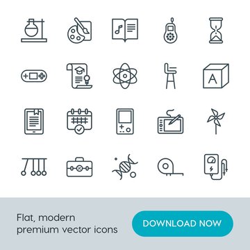 Modern Simple Set Of Science, Education, Kids And Toys Vector Outline Icons. Contains Such Icons As  Medical,  Windmill,  Measurement, Art And More On White Background. Fully Editable. Pixel Perfect.