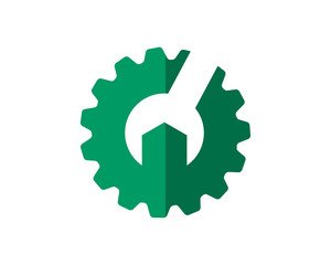 green wrench gear business company web corporation image vector icon symbol
