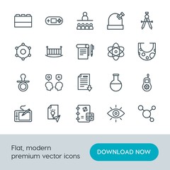 Modern Simple Set of science, education, kids and toys Vector outline Icons. Contains such Icons as  game, algebra,  sharing,  training and more on white background. Fully Editable. Pixel Perfect.