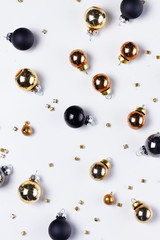 Christmas flat lay scene with glass balls
