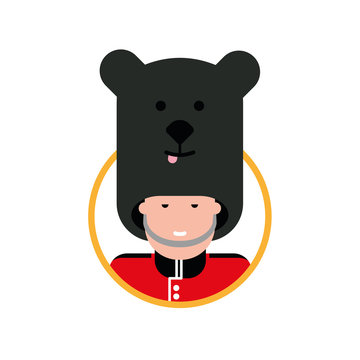 Cartoon British soldier in a bear hat.