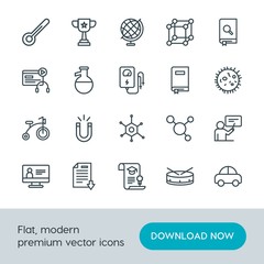 Modern Simple Set of science, education, kids and toys Vector outline Icons. Contains such Icons as  power,  computer,  chemical,  download and more on white background. Fully Editable. Pixel Perfect.