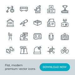 Modern Simple Set of science, education, kids and toys Vector outline Icons. Contains such Icons as  foot,  toy,  tutor,  magnetism,  baby and more on white background. Fully Editable. Pixel Perfect.