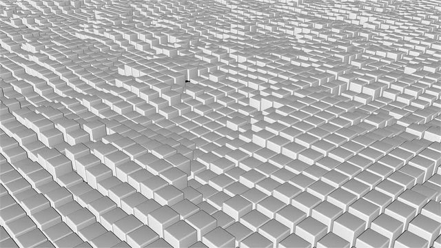 Many abstract cubes, optical Illusion as sea waves, modern computer generated 3D render backdrop