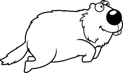 Cartoon Woodchuck Jumping