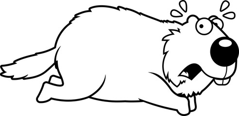 Cartoon Woodchuck Running Away