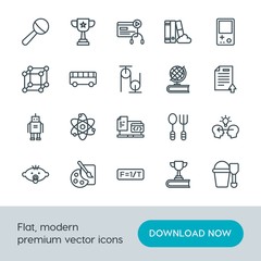 Modern Simple Set of science, education, kids and toys Vector outline Icons. Contains such Icons as shovel, science,  management,  teamwork and more on white background. Fully Editable. Pixel Perfect.