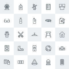 Modern Simple Set of clothes, buildings, housekeeping Vector outline Icons. Contains such Icons as  sign,  health,  frame,  cold,  shiny and more on white background. Fully Editable. Pixel Perfect.