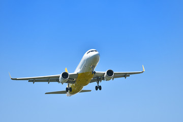 着陸態勢の旅客機