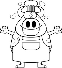 Cartoon Cow Chef Hug