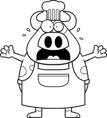 Scared Cartoon Cow Chef