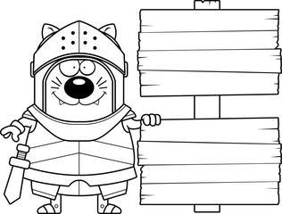 Cartoon Cat Knight Sign