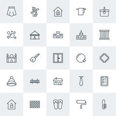 Modern Simple Set of clothes, buildings, housekeeping Vector outline Icons. Contains such Icons as  wall,  household, home,  dress,  paint and more on white background. Fully Editable. Pixel Perfect.