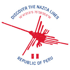 Nazca Lines (Peru) grunge button/stamp