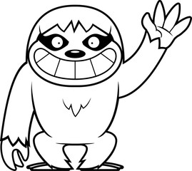 Cartoon Sloth Waving