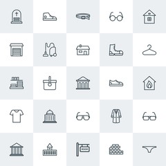 Modern Simple Set of clothes, buildings, housekeeping Vector outline Icons. Contains such Icons as  cemetery,  graveyard,  traffic,  house and more on white background. Fully Editable. Pixel Perfect.