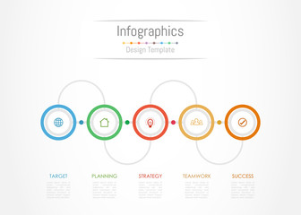 Infographic design elements for your business data with 5 options, parts, steps, timelines or processes. Vector Illustration.