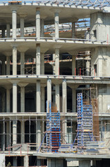 concrete work during the construction of the building
