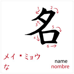 Name. Japanese flash card vector design for students