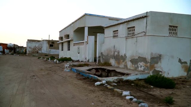 Al Jazirah Alhamra Old Town - abandoned village in the smallest emirate of the UAE - Ras Al Khaimah. Steadycam shot.
