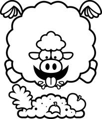 Cartoon Sheep Eating