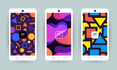 Set of backgrounds with trendy design. Applicable for Cover, Voucher, Poster, Flyer. Splash screen for web site or mobile app / application. Vector illustrate.