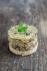 Healthy vegetarian cereal snacks concept.